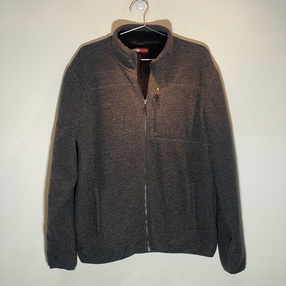 Cold Weather Warm Fleece Large Gray Black Zip Up Mens Sweatshirt Outdoor Winter